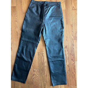 Women's Vintage Massini Leather Moto Pants, Black, size 12